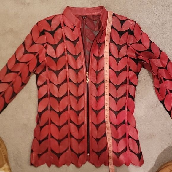 Belgin Francis leather leaf mesh jacket sz L - Picture 5 of 12